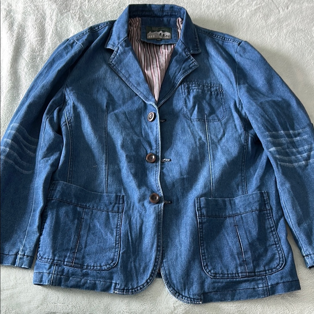 Denim Blazer with Button Closure